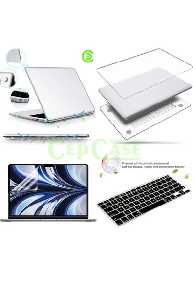 CEPCASE    Macbook Pro 16.2'' 2021 A2485 Kılıf Kristal Şeffaf Kapak Ekran Koruma Klavye Koruma Set - 2