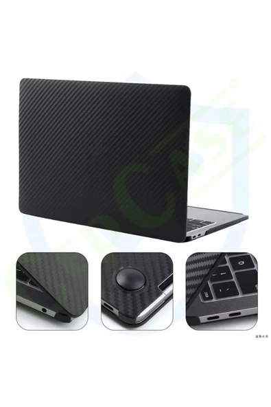 CEPCASE    Macbook 13.6' Air 2022 M2 A2681 Kılıf Hava Kanallı 360 Derece Karbon Fiber Tasarım Kapak