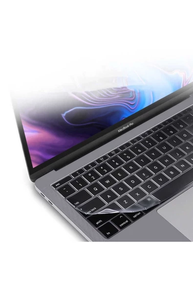 CEPCASE    Macbook 13.3' Pro 2020 A2251 Klavye Koruyucu Türkçe Q Klavye Şeffaf Silikon Ped Macpad - 3