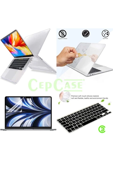 CEPCASE    Macbook Pro 16.2'' 2021 A2485 Kılıf Kristal Şeffaf Kapak Ekran Koruma Klavye Koruma Set - 1