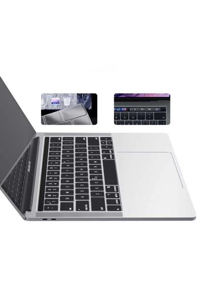 CEPCASE    Macbook 13.3' Pro 2020 A2251 Klavye Koruyucu Türkçe Q Klavye Şeffaf Silikon Ped Macpad - 6