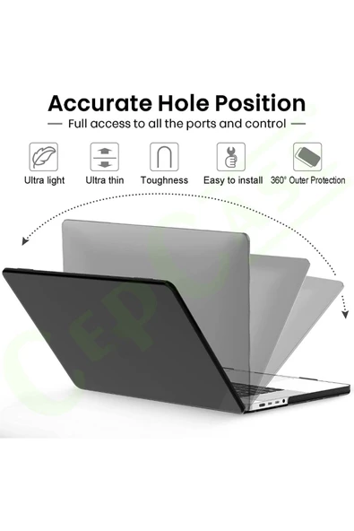 CEPCASE    Macbook Pro 16.2'' 2021 A2485 Kılıf Kristal Şeffaf Kapak Ekran Koruma Klavye Koruma Set - 4