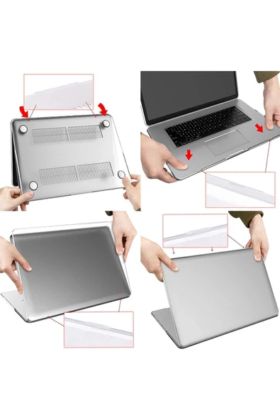 CEPCASE    Macbook Pro 16.2'' 2021 A2485 Kılıf Kristal Şeffaf Kapak Ekran Koruma Klavye Koruma Set - 6