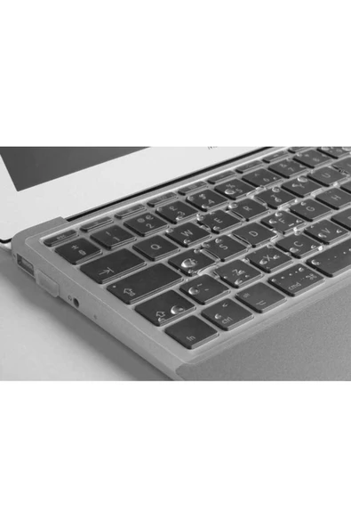 CEPCASE    Macbook 13.3' Pro 2020 A2251 Klavye Koruyucu Türkçe Q Klavye Şeffaf Silikon Ped Macpad - 5