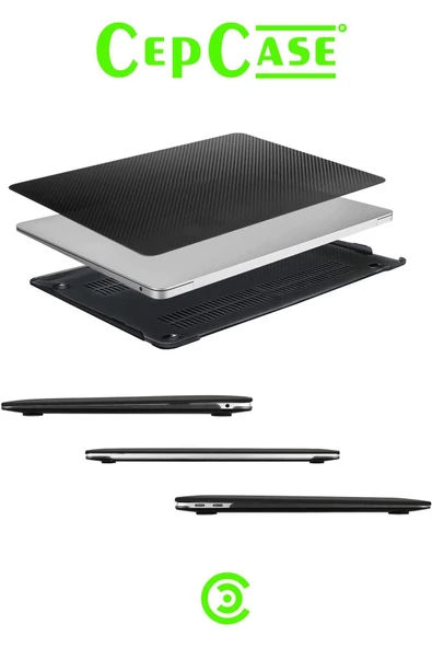 CEPCASE    Macbook Pro 13.3" 2021 M1 Kılıf A2338/a1706/a1708/a1989 Kılıf Karbon Fiber Tasarım Kapak - 2
