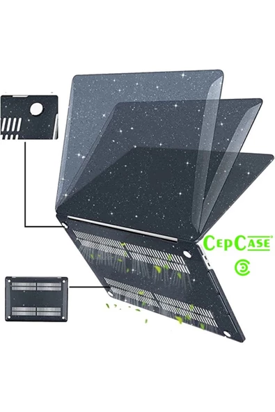 CEPCASE    Macbook 13.6' Air 2022 M2 A2681 Kılıf Diamond Pırıltı Şeffaf Kapak Ekran Koruma Klavye Koruma - 4