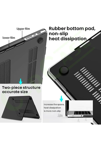 CEPCASE    Macbook Pro 13.3" 2020-2021 M1 Kılıf A2338/a1706/a1708/a1989 Kılıf Kristal Şeffaf Tasarm Kapak - 7