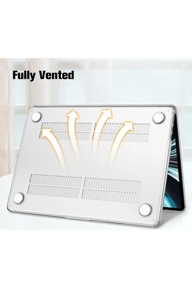 CEPCASE    Macbook 13.6' Air 2022 M2 A2681 Kılıf Kristal Şeffaf Tasarım Kapak Ekran Filmi Cam Koruma - 5