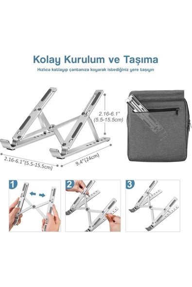 CEPCASE    Laptop Stand Macbook Notebook Katlanabilir Taşınabilir Metal Standı - 3