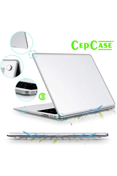 CEPCASE    Macbook Pro 16.2" 2021 Kılıf A2485 Hava Kanallı 360 Derece Kristal Şeffaf Koruyucu Kapak