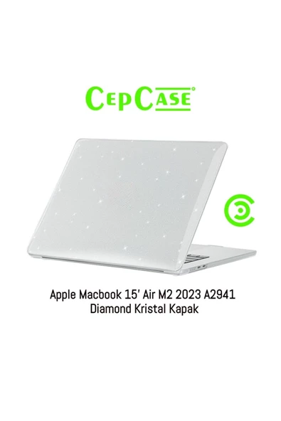 CEPCASE    Macbook Air 15' 2023 M2 A2941 Kılıf Hava Kanallı Diamond Pırıltılı Tasarım Koruyucu Kapak