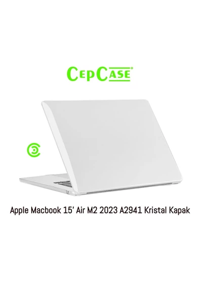 CEPCASE    Apple Macbook Air 15' 2023 M2 A2941 Kılıf Hava Kanallı 360 Derece Kristal Şeffaf Koruyucu Kapak