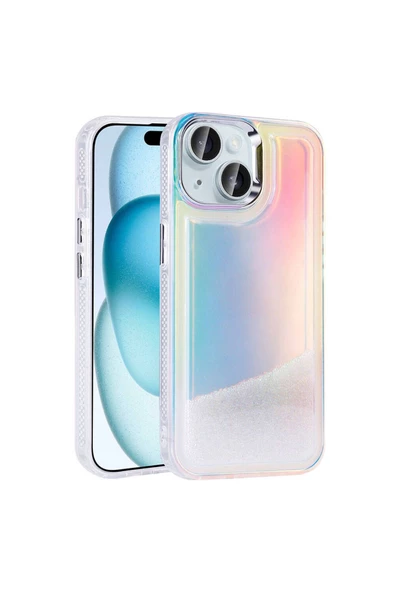 CEPCASE    Apple  iPhone 14 Kılıf Parlak Renkli Boncuk Kinetik Kumlu Sıvılı Arka Yüzey Antişok Kapak - 2