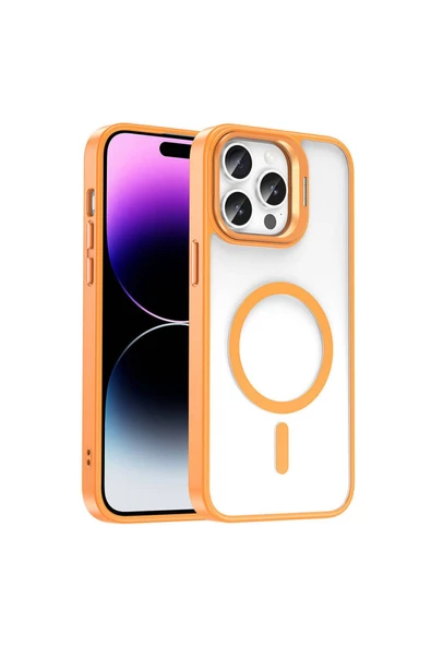 CEPCASE    Apple  iPhone 14 Pro Max Kılıf Magsafe Wireless Şarj Özellikli Standlı Lens Aparatlı Lens Korumalı