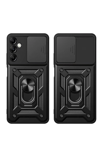 CEPCASE    Samsung Galaxy A14 Kılıf Standlı Magnet Mıknatıslı Yüzük Sürgülü Kamera Armored Zırhlı Kapak - Resim 7