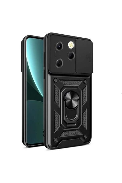 CEPCASE    Tecno Spark 20 Pro 5G Kılıf Standlı Magnet Mıknatıslı Yüzük Sürgülü Kamera Armored Zırhlı Kapak