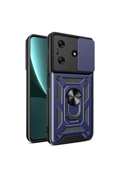 CEPCASE    Tecno Spark 10C Kılıf Standlı Magnet Mıknatıslı Yüzük Sürgülü Kamera Armored Zırhlı Kapak - Resim 2