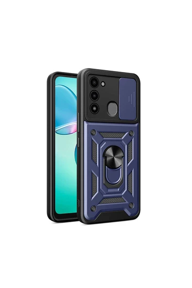 CEPCASE    Tecno Spark 8C Kılıf Standlı Magnet Mıknatıslı Yüzük Sürgülü Kamera Armored Zırhlı Kapak - Resim 2