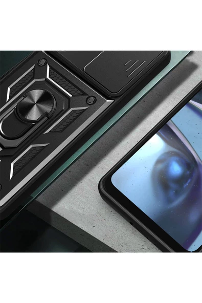 CEPCASE    Samsung Galaxy A35 Kılıf Standlı Magnet Mıknatıslı Yüzük Sürgülü Kamera Armored Zırhlı Kapak - Resim 5