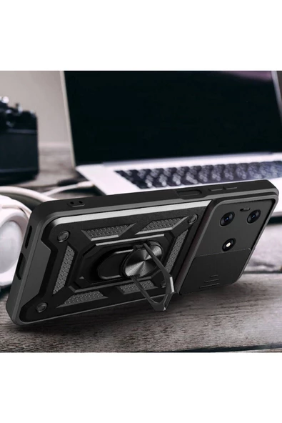 CEPCASE    Tecno Spark 10C Kılıf Standlı Magnet Mıknatıslı Yüzük Sürgülü Kamera Armored Zırhlı Kapak - Resim 7