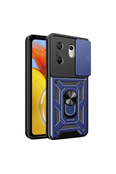 CEPCASE    İnfinix Zero 30 4G Kılıf Standlı Magnet Mıknatıslı Yüzük Sürgülü Kamera Armored Zırhlı Kapak