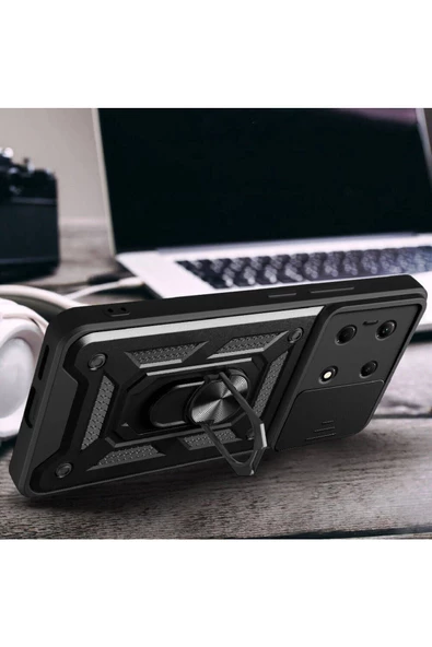 CEPCASE    İnfinix Note 30 4G Kılıf Standlı Magnet Mıknatıslı Yüzük Sürgülü Kamera Armored Zırhlı Kapak - Resim 6