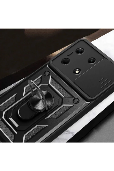 CEPCASE    İnfinix Note 30 4G Kılıf Standlı Magnet Mıknatıslı Yüzük Sürgülü Kamera Armored Zırhlı Kapak - Resim 7