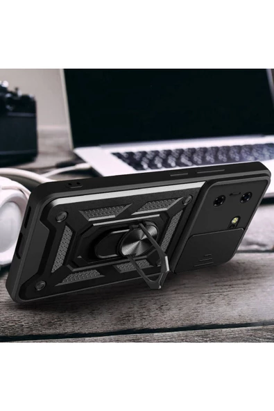 CEPCASE    Tecno Pova 5 Kılıf Standlı Magnet Mıknatıslı Yüzük Sürgülü Kamera Armored Zırhlı Kapak - Resim 7