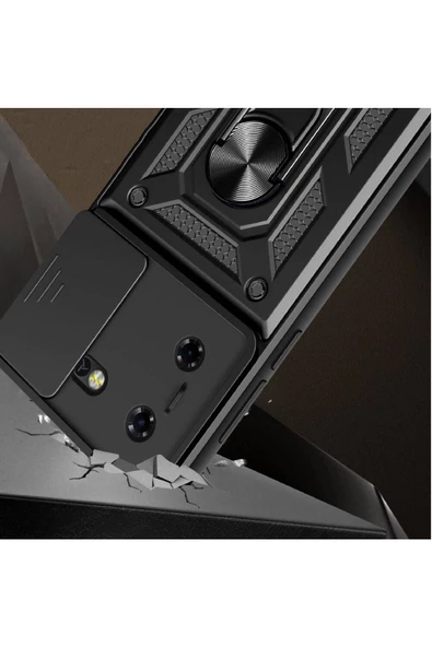 CEPCASE    Tecno Pova 5 Kılıf Standlı Magnet Mıknatıslı Yüzük Sürgülü Kamera Armored Zırhlı Kapak - Resim 4