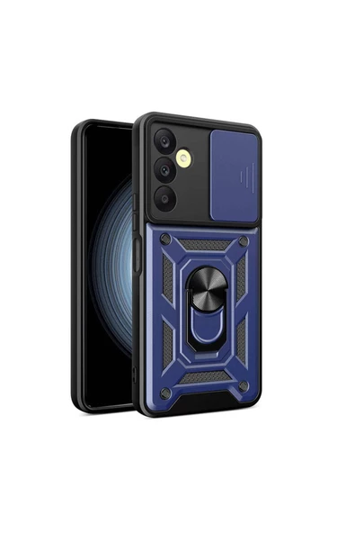 CEPCASE    Samsung Galaxy A25 Kılıf Standlı Magnet Mıknatıslı Yüzük Sürgülü Kamera Armored Zırhlı Kapak - Resim 2