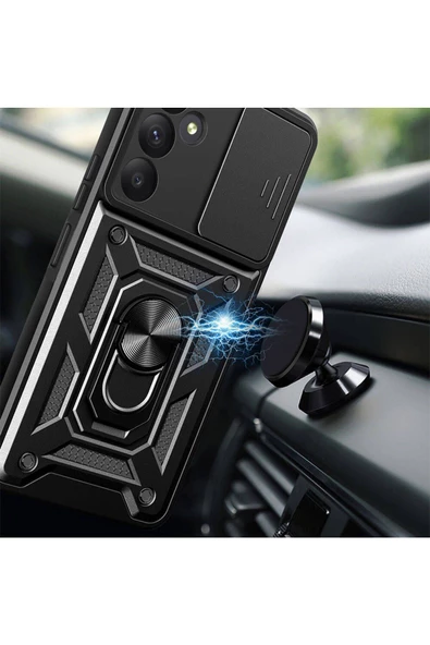 CEPCASE    Samsung Galaxy A35 Kılıf Standlı Magnet Mıknatıslı Yüzük Sürgülü Kamera Armored Zırhlı Kapak - Resim 4