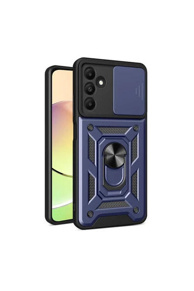 CEPCASE    Samsung Galaxy A15 Kılıf Standlı Magnet Mıknatıslı Yüzük Sürgülü Kamera Armored Zırhlı Kapak - Resim 2