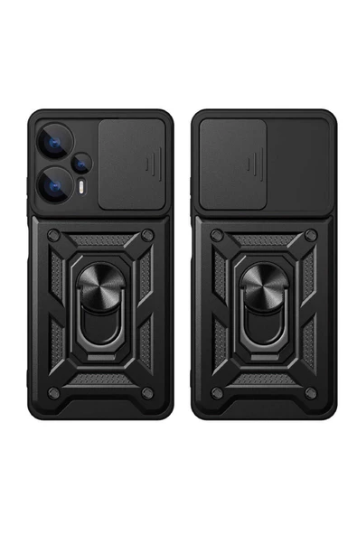 CEPCASE    Xiaomi Poco F5 Kılıf Standlı Magnet Mıknatıslı Yüzük Sürgülü Kamera Armored Zırhlı Kapak - Resim 7