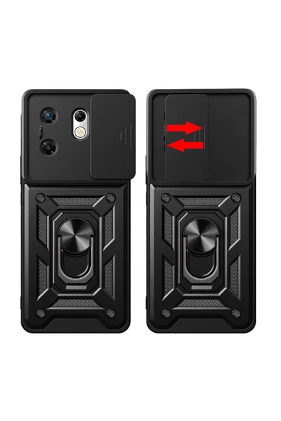 CEPCASE    İnfinix Zero 30 4G Kılıf Standlı Magnet Mıknatıslı Yüzük Sürgülü Kamera Armored Zırhlı Kapak - Resim 6