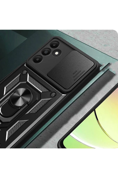 CEPCASE    Samsung Galaxy A15 Kılıf Standlı Magnet Mıknatıslı Yüzük Sürgülü Kamera Armored Zırhlı Kapak - Resim 6