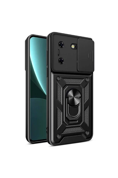 CEPCASE    Tecno Pova 5 Kılıf Standlı Magnet Mıknatıslı Yüzük Sürgülü Kamera Armored Zırhlı Kapak ürün görseli 1