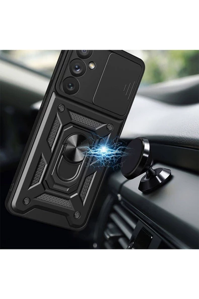 CEPCASE    Samsung Galaxy A54 Kılıf Standlı Magnet Mıknatıslı Yüzük Sürgülü Kamera Armored Zırhlı Kapak - Resim 4