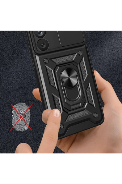 CEPCASE    Samsung Galaxy A54 Kılıf Standlı Magnet Mıknatıslı Yüzük Sürgülü Kamera Armored Zırhlı Kapak - Resim 6