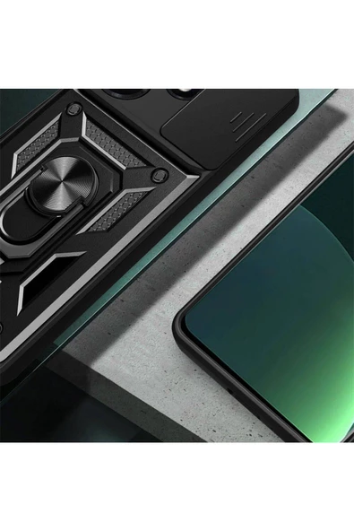 CEPCASE    İnfinix Hot 30İ Kılıf Standlı Magnet Mıknatıslı Yüzük Sürgülü Kamera Armored Zırhlı Kapak - 4