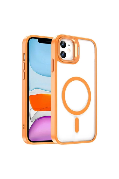 CEPCASE    Apple iPhone 11 Kılıf Magsafe Wireless Şarj Özellikli Standlı Lens Aparatlı Lens Korumalı Kapak