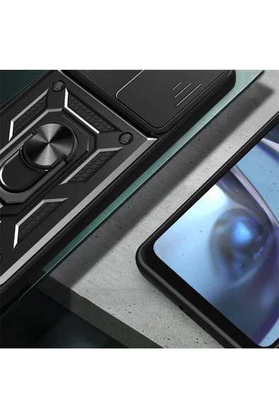 CEPCASE    Samsung Galaxy A55 Kılıf Standlı Magnet Mıknatıslı Yüzük Sürgülü Kamera Armored Zırhlı Kapak - Resim 7