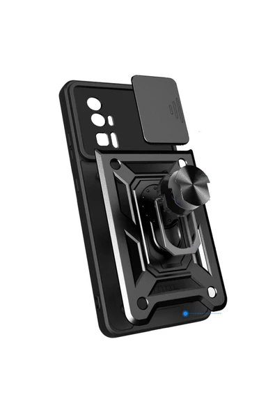 CEPCASE    Xiaomi Poco F5 Pro Kılıf Standlı Magnet Mıknatıslı Yüzük Sürgülü Kamera Armored Zırhlı Kapak - Resim 6