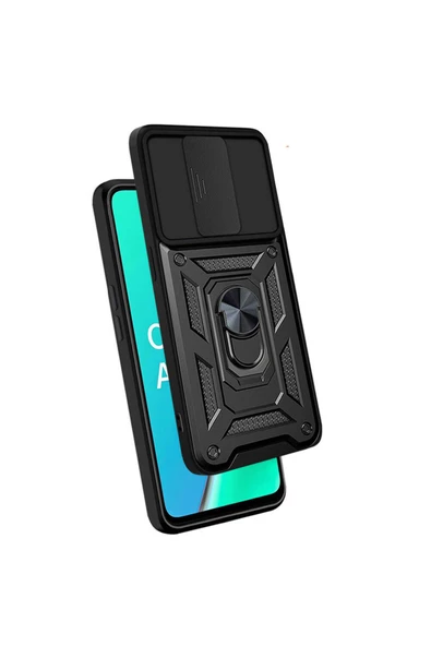 CEPCASE    Oppo A9 2020 Kılıf Standlı Magnet Mıknatıslı Yüzük Sürgülü Kamera Armored Zırhlı Kapak - Resim 4
