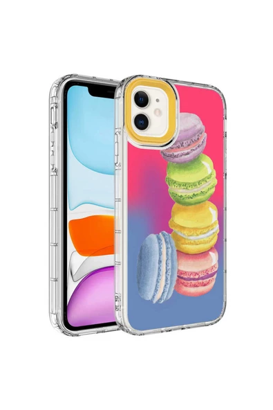 CEPCASE    Apple iPhone 11 Uyumlu Kılıf Kamera Korumalı Colourful Desenli Hard Silikon Summer Style Kapak