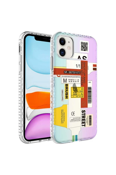 CEPCASE    iPhone 11 Kılıf Kenar Korumalı Desenli Colorful Graphic Design Silikon Kapak