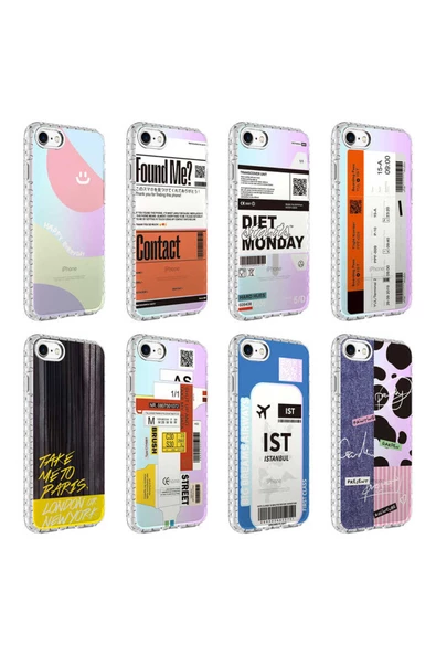 CEPCASE    iPhone SE 2020 Kılıf Kenar Korumalı Desenli Colorful Graphic Design Silikon Kapak - Resim 3