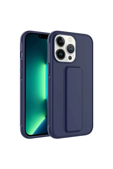 CEPCASE    Apple  iPhone 13 Pro Max Kılıf Standlı Kamera Çıkıntılı Gövdeyi Tam Saran Deri Dokulu Tam Uyumlu