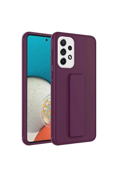 CEPCASE    Samsung Galaxy A52 Kılıf Standlı Kamera Çıkıntılı Gövdeyi Tam Saran Deri Dokulu Tam Uyumlu