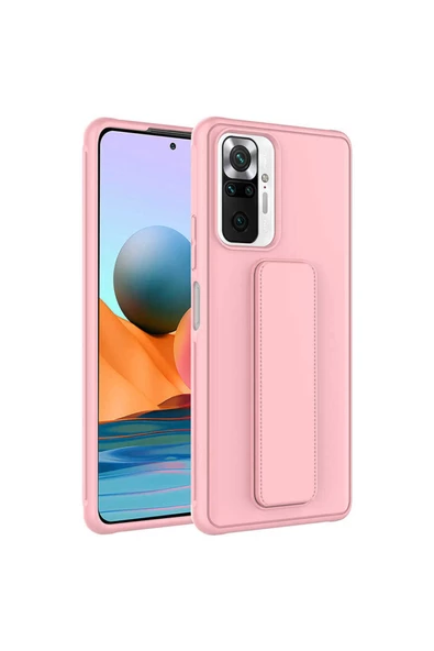 CEPCASE    Xiaomi Redmi Note 10 Pro Kılıf Standlı Kamera Çıkıntılı Gövdeyi Tam Saran Deri Dokulu Tam Uyumlu