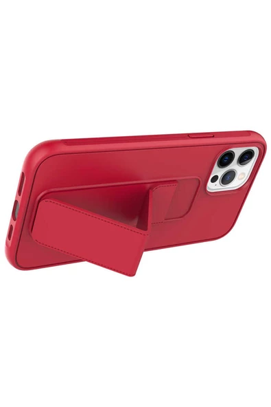 CEPCASE    Apple  iPhone 12 Pro Max Kılıf Standlı Kamera Çıkıntılı Gövdeyi Tam Saran Deri Dokulu Tam Uyumlu - Resim 2